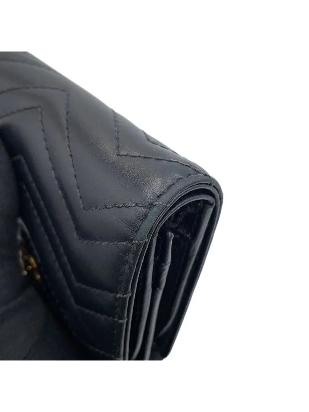 ★SOLD★ Gucci Bifold Wallet GG Marmont Compact Leather Double Black - Picture 8 of 10